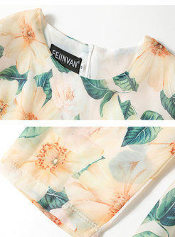 Boho Long Sleeve Print Beach Chiffon Maxi Dress