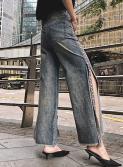 Retro High Waisted Split Rough Selvedge Jeans