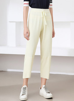 Brief Solid High Waisted Straight Pants