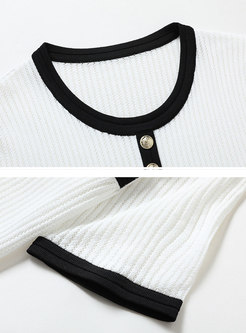 Color-blocked Pullover Brief Knit T-shirt