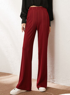 Casual High Waisted Ribbed Wide Leg Pants