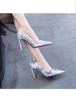 Pointed Toe Butterfly Rhinestone Wedding Shoes