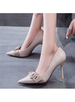 Low-fronted Buckle Pointed Toe High Heels