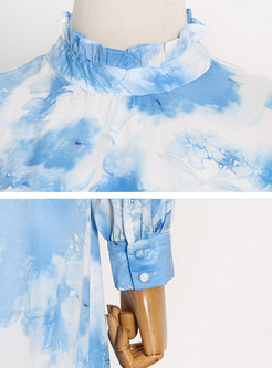Boho Long Sleeve Tie-dye Beach Maxi Dress