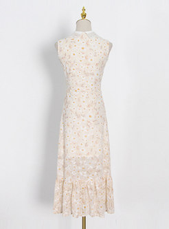 Lace Embroidered Sleeveless Bodycon Peplum Dress