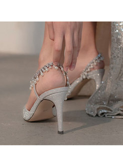 Pointed Toe Fringe Rhinestone Wedding Heels
