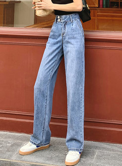 Summer High Waisted Straight Jeans