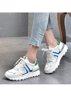 Casual Rounded Toe Lace-up Platform Sneakers