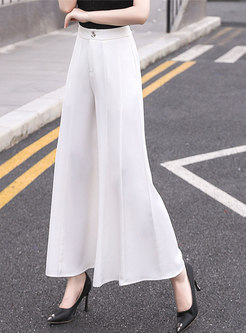 White High Waisted Wide Leg Flare Pants