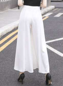 White High Waisted Wide Leg Flare Pants