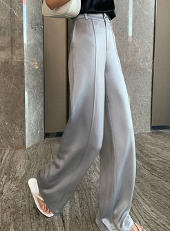 Solid High Waisted Satin Wide Leg Pants