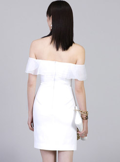 White Off-the-shoulder Ruffle Mini Cocktail Dress