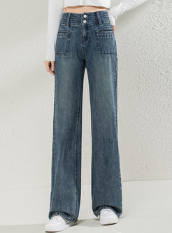 Retro High Waisted Wide Leg Jeans