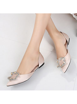 Pointed Toe Rhinestone Low-fronted Flats