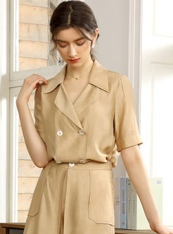 Brief Lapel Double-breasted Straight Blouse