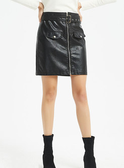 Black High Waisted Mini PU Skirt