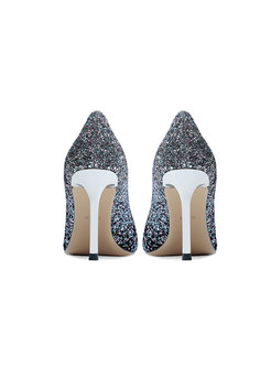 Sequin Pointed Toe Low-fronted Wedding Heels