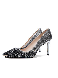Sequin Pointed Toe Low-fronted Wedding Heels