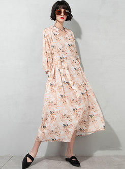 Plus Size V-neck Floral Chiffon Maxi Dress