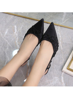 Pointed Toe Low-fronted Slingback Strap High Heels