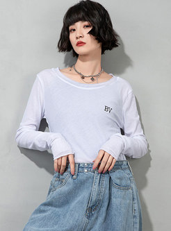 Casual Letter Pullover Long Sleeve T-shirt