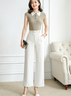 Casual High Waisted Chain Embellished Palazzo Pants