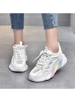 Rounded Toe Mesh Breathable Platform Sneakers