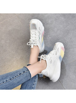 Rounded Toe Mesh Breathable Platform Sneakers