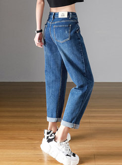 Casual Plus Size High Waisted Harem Jeans