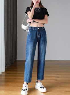 Casual Plus Size High Waisted Harem Jeans