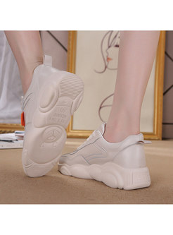 Rounded Toe Breathable Platform Sneakers