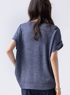 Casual Batwing Sleeve Pullover Knit Top