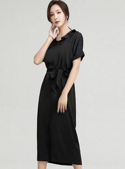Brief Solid High Waisted Split Maxi Dress