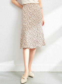 Casual Floral Soft Midi Skirt