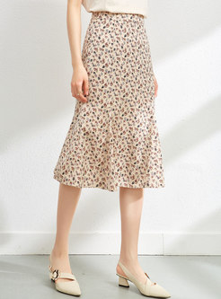Casual Floral Soft Midi Skirt