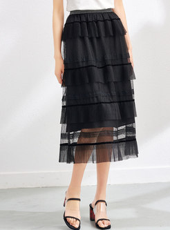 Black Soft Mesh Layer Skirt