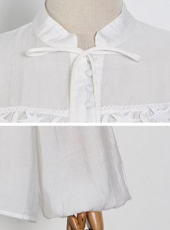White Chiffon Openwork Patchwork Skirt Suits