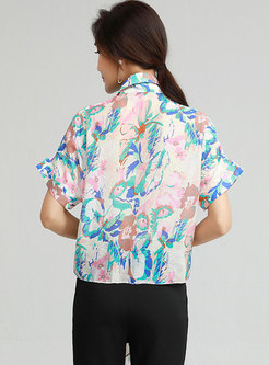 Print Single-Breasted Tie-Front Shirt