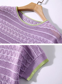 Openwork Pullover Knit Top & Dye Tie Midi Sundress