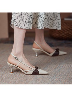 Pointed Toe Knot Slingback Heeled Sandals