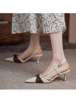 Pointed Toe Knot Slingback Heeled Sandals