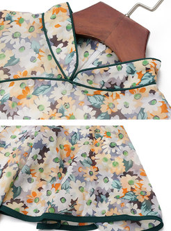 Mandarin Collar Floral Split Improved Cheongsam Dress