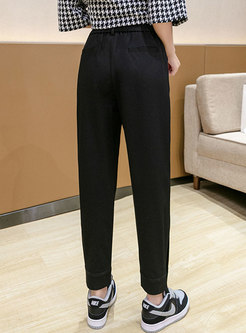 Casual solid High Waisted Openwork Harem Pants