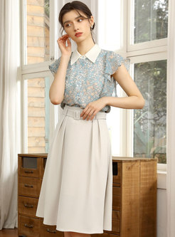 Floral Turn-Down Collar Sleeveless Button-Front Shirt