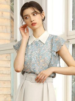 Floral Turn-Down Collar Sleeveless Button-Front Shirt