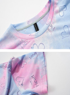 Sweet Heart Letter Dye Tie Pullover T-shirt
