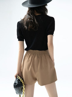 Casual High Waisted Wide Leg Hot Pants