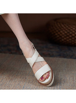 Cross Strap Braided Wedge Sandals