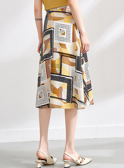 Multi Geometric Print Wrap Skirt