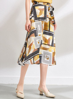 Multi Geometric Print Wrap Skirt